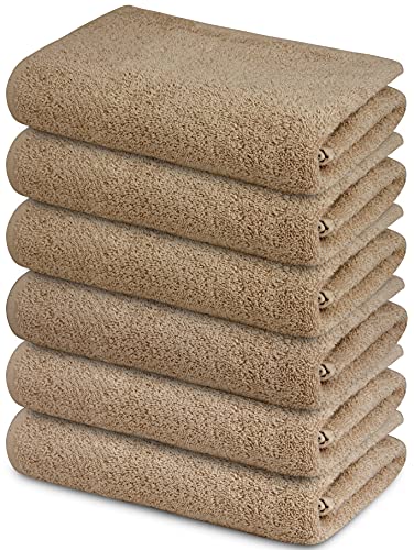 100% Cotton Bath Towels Set 22"x44" Beige Towels Pack of 6 Towels Set Ultra Soft Towels for Bathroom Gym Towels Spa Hotel Bath Towels Ring Spun Cotton Towels for Bathroom