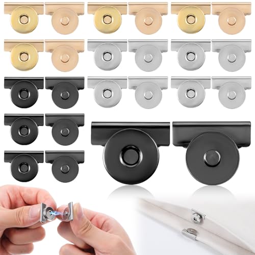 Yuanchu 12Pair No-Sewing Seamless Magnetic Snap Buttons Metal Magnetic Buckle Clasp Magnetic Purse Clasps for Purse HandbagClothing Tote Bags DIY Crafts