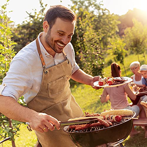 Canvas Apron For Men Women,Heavy Duty Aprons For Men Women,Waxed Apron,Welding Woodworking Workshop Gardening Blacksmith Work Apron,Brown Aprons For Adults #TOP6