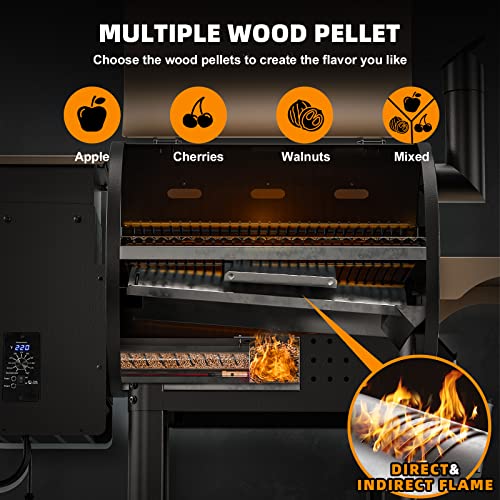 Himombo Wood Pellet Grill And Smoker Twpg 570 Sq, 8 In 1 Bbq Grill With 150-500℉ Auto Temperature Control, D2 Smoker Grill With Extendable Hopper, Foldable Table Legs And Cover, For Outdoor Grill,Smoke,Bake And Roast #TOP2