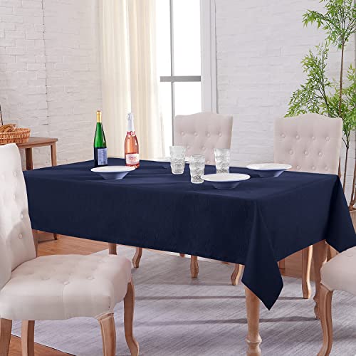 Softalker Jacquard Rectangle Tablecloth - Swirl Design Waterproof Stain Resistant Table Cover Wrinkle Free Heavy Weight Table Cloths For Dining And Kitchen (60 X 84 Inch, Navy Blue) #TOP5