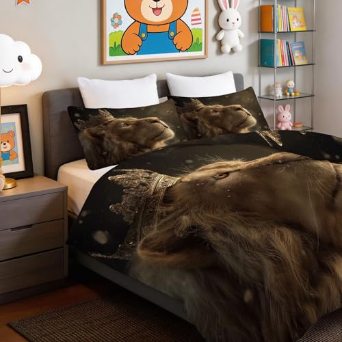 Edredón King 230x220 gris de 7,5 tog con diseño de león y fundas 8
