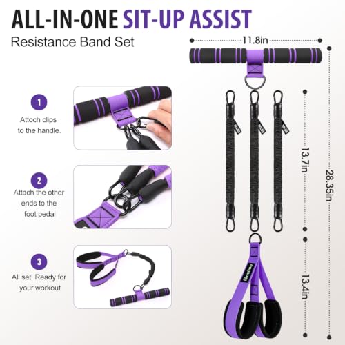 Image of Adjustable Foot Pedal Resistance Band with Handle, Multifunction AB /Core Workout Equipment for Women, 3-in-1 Exercise Bands for Working Out, 30-90lbs Heavy Duty Home Gym Yoga Fitness Equipment