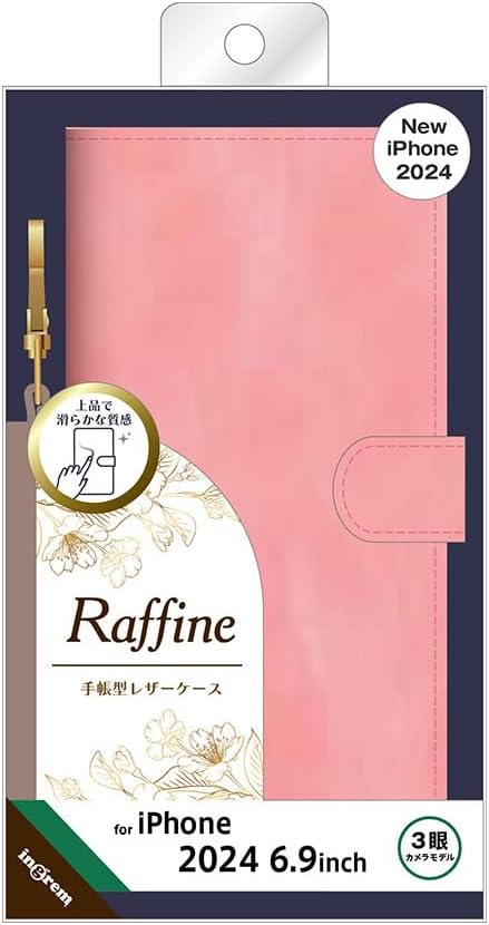 イングレム Inglem iPhone 16 Pro Max Case Notebook Type Shockproof iPhone 16ProMax iPhone 16 Pro Max with Strap Pink Cover Soft Hard Smartphone Cover Smartphone Case IN-P49DML1/P