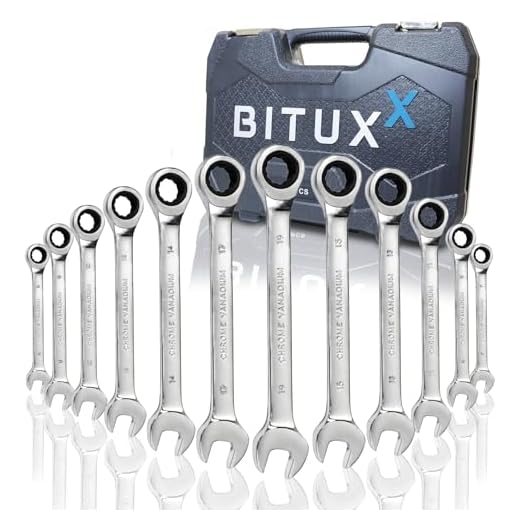 BITUXX® 12 Teiliges Ratschenringschlüssel Ringschlüssel Maulschlüssel Gabelschlüssel Ratschen Knarren Schlüssel Werkzeug Set 72 Zähne/Größen 6 mm bis 19 mm