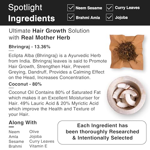 Image of Soulflower Cold-Pressed Bhringraj Oil | Natural Hair Growth, Strengthening & Nourishing Roots | Anti-Dandruff, Cooling Scalp Relief | Coconut & Sesame Oil Blend | Pure & Organic 225ml x 2