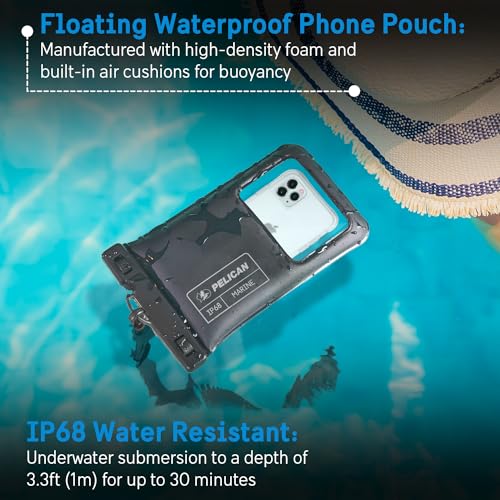 Pelican 2 Pack Marine - IP68 Waterproof Phone Pouch (XL Size) Floating Waterproof Phone Case - Beach Cruise Ship Travel Essentials - Works with All Phones - Detachable Lanyard - Stealth Black by Pelican - Image 2