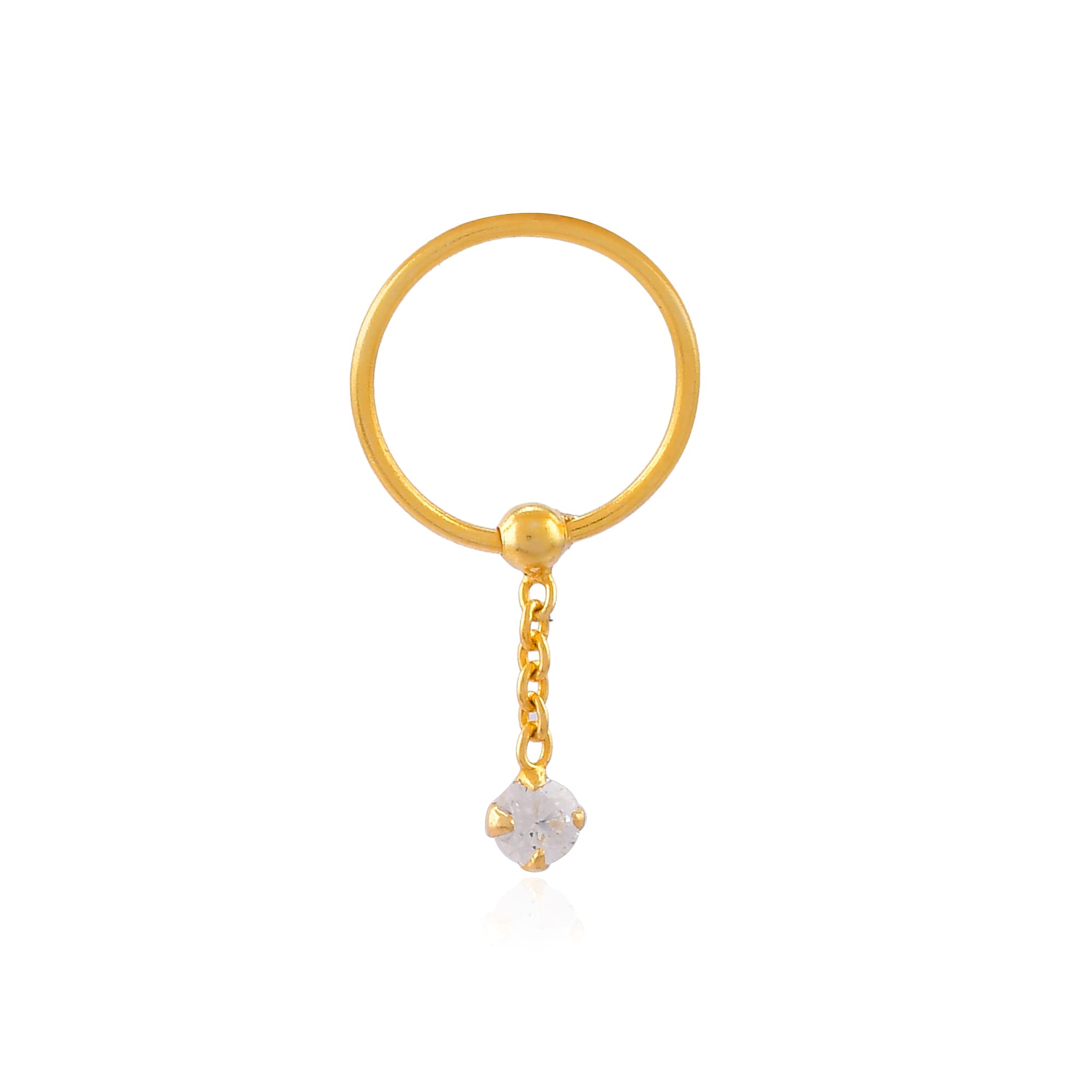 NEMICHAND JEWELS 925 Sterling Silver Round Charm CZ Diamond Nose Ring & upper helix earring For Women (10mm- 1PC) (Gold Plated) (B09JCFBTRM) Amazon Price History, Amazon Price Tracker