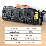 DCB104 Battery Charger Replacement for Dewalt Battery Charger DCB102 DCB118 DCB107 DCB115, 4-Port Battery Charger…