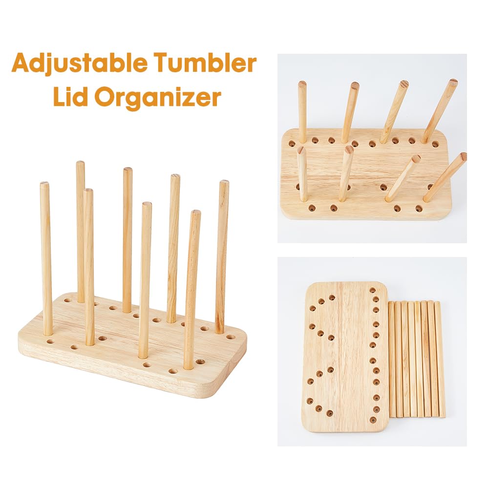 DICOSMETIC Porta tapas de bambú para estante de almacenamiento soporte para botellas tazas y platos soporte para secado de platos soporte para platos de cocina soporte para tazas soporte de madera