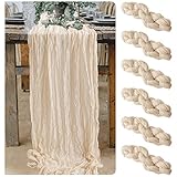 6 Pieces Cheesecloth Table Runner 10 Ft Ivory Table Runner Gauze for Boho Rustic Wedding Arch, Baby