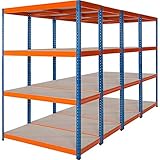 Certeo Mega Deal | 4x Schwerlastregale - Tiefe 60 cm - 300 kg pro Fachboden | Metallregal Kellerregal Lagerregal Werkstattregal Garagenregal Steckregal