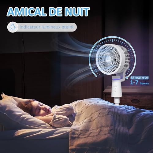 Ventilateur circulateur d'air avec oscillation 70°+90° et télécommande - 6