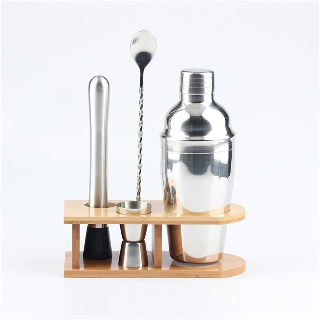 Shaker Boston en acier inoxydable 5 pièces avec son cadre en bois élégant