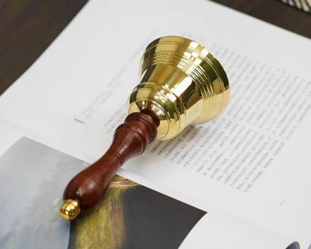 Campana de llamada, Campana de servicio, Campana de mano, Campana de mostrador, Campana de mano de latón macizo Campana de escuela Campana de servicio de llamada con mango de madera Cena, Recepción, C