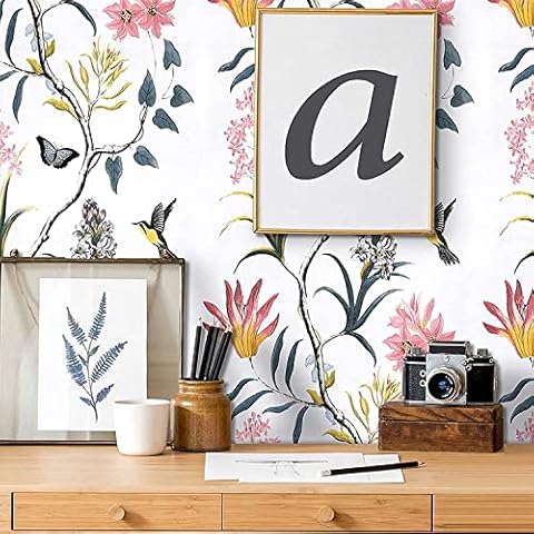 Kyrilali Floral Peel and Stick Wallpaper 3 Meters Peel and Stick Wallpaper Floral Pattern Pre-glued Wallpaper Self-adhesive Wallpaper for Home Kitchen Wallpaper Vinyl Wallpaper Cover