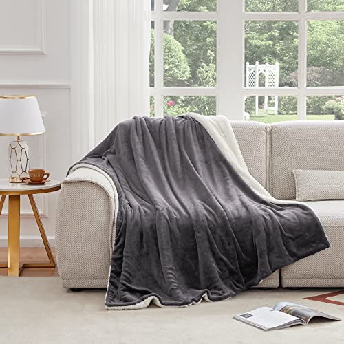 Lifewit Sherpa Throw Blanket Reversible Soft Blanket For Couch Sofa Bed, Decorative Thick Fuzzy Fluffy Fleece Blanket For Travel And Outdoor Camping, Grey, 60X80 Inches #TOP28