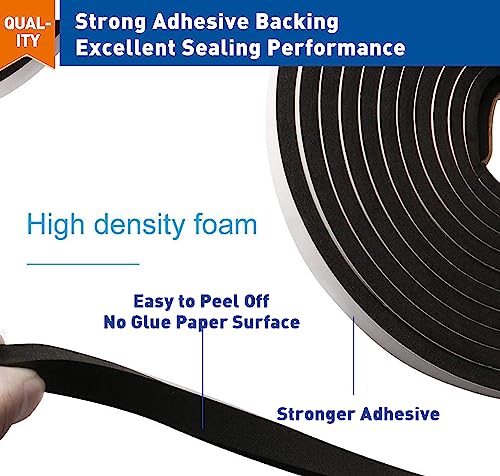 Image of CELLUX Single Side 6MM Thick High Density Self Adhesive Foam Seal Tape Weather Stripping Doors and Window Insulation Soundproofing -12mm Width5 Meter Length