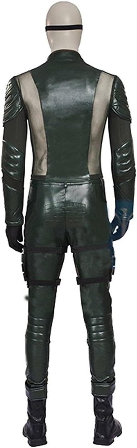Men Green Costume Jacket Pant Battle Uniform Pu Leather Archer Oliver Queen Costume Halloween Outfits - Image 5