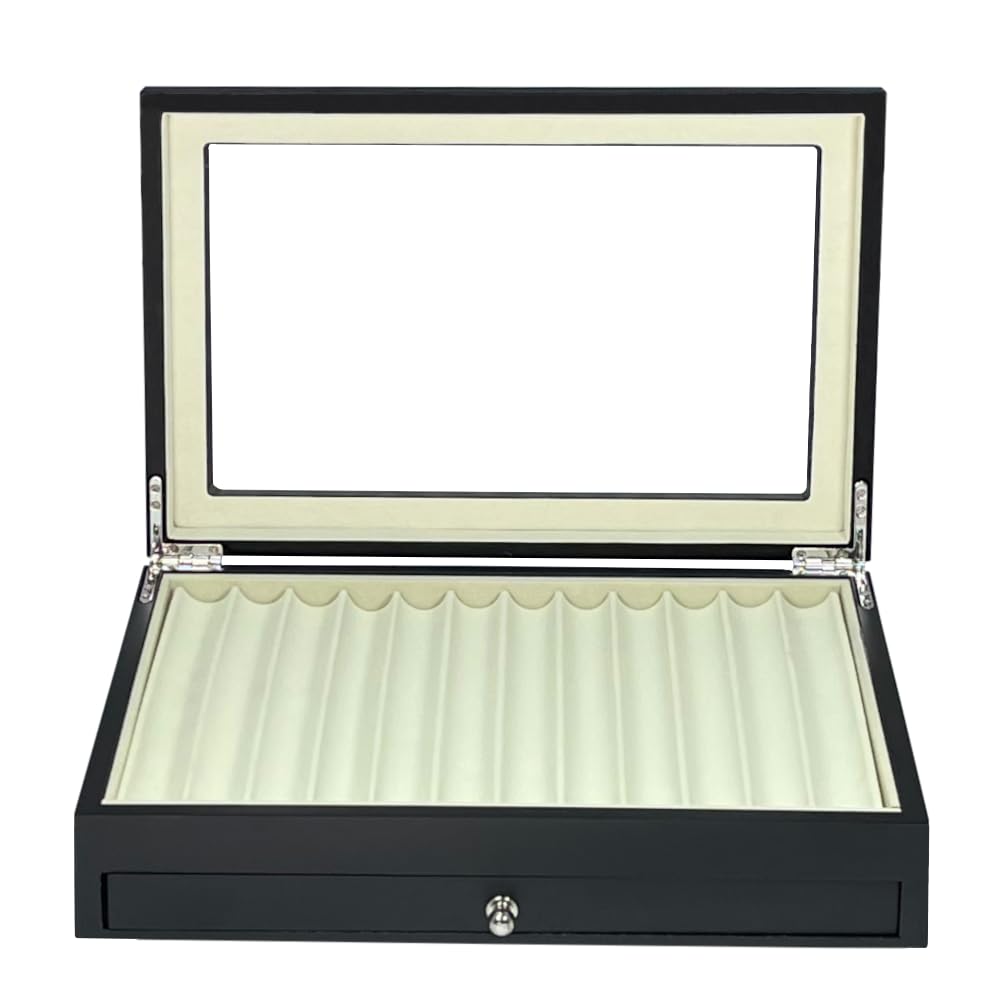 MR Maestro Relojero - Vitrina Colección para 23 Estilográficas | Caja Organizadora de Estantería | Almacenamiento Plumas, Lapiceros | Bolígrafos Bonitos | Caja para Colección Black