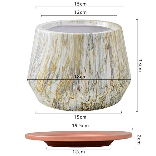 Macetas de cerámica transpirables con diseño de mármol para suculentas de interior 4