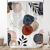Yorida Boho Abstract Shower Curtain, Mid Century Shower Curtain, Modern Minimalist Shower Curtain Se