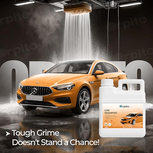 Image of Car Shampoo 5L Multi Fragrance | High Foam Car Wash Liquid | Deep Cleaning Formula | pH Neutral Paint Safe | Removes Dust & Grime | Glossy Finish Wash (1, orange)