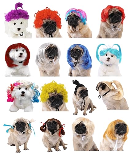 Peluca Curly Divertida para Perros con Banda Ajustable miniatura 3
