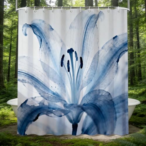 Rideau de douche anti moisissure imperméable en polyester lys 3D - 2