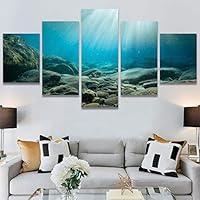 SIGNWIN 5 Panel Canvas Wall Art Group Jellyfish Marine Life Multicolor Photography Realism Tropical Ultra Whimsical for Home Decorations Ready to Hang - 60