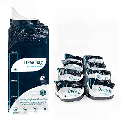 Disposable Urinal Bags Travel Pee-Bag 900ml, 8 Pieces Camping Pee Bag, Traffic Jam Emergency Urine Bag, Portable Pee Bags for Men, Women, Children, Patients, Pregnant, Vomit Bag, Motion Sickness Bag
