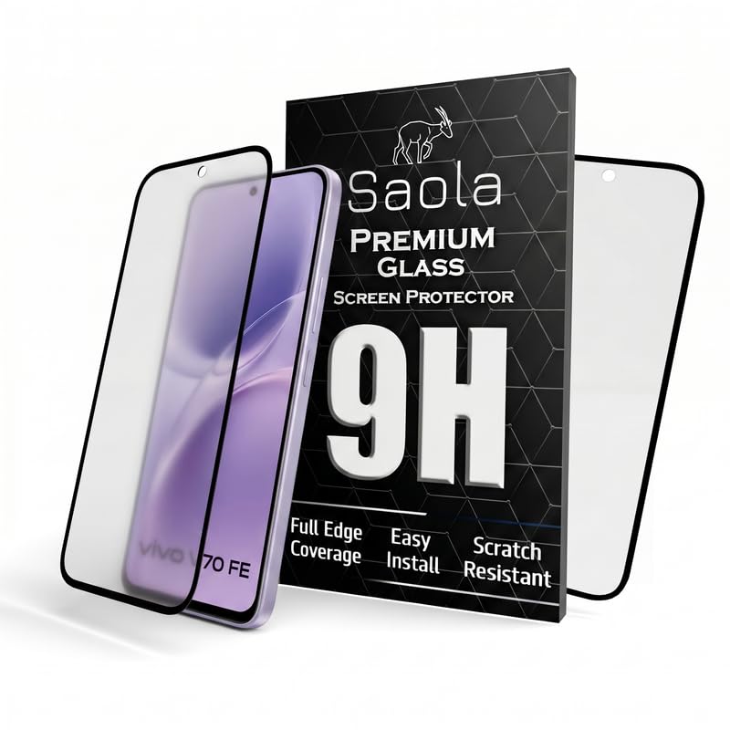 Image of Saola HD Matte Tempered Glass With 18H Hardness For Vivo V70 FE (PACK OF 1) with Hassle-less Installation Kit. Full screen Coverage. 6.83 inch