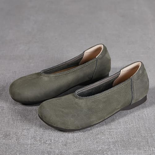 Women's Suede Round Toe Ballet Flats Loafers,Comfortable Slip On Soft Sole Dress Shoes Classic Mom Walking Shoes4