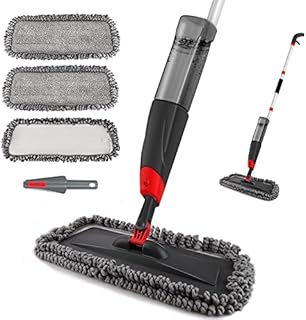 Homgif Spray Mop for Floor Cleaning 135cm, 750ml Spray Floor Mop, Microfiber Dry Wet Mop for Laminate Tile Ceramic Hardwood Floor Cleaning with 3 Reusable Pads 1 Scraper