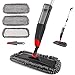 Balais Serpillère 135cm, Homgif Balai Pulvérisateur Professionnel Balai Vaporisateur 750ml FlaconSpray Mop pour Stratifié Tuile Céramique Bois Nettoyage des Sols avec 3 Tampons Réutilisables
