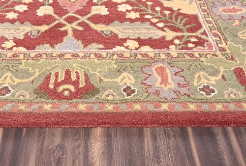 Image of Restoration and Renovation Traditional Handcrafted Area Rug, Classic Oriental Pattern, Premium Wool, Rich Red & Gold with Floral Accents, Perfect for Living Room Bedroom Carpet (Rust, 3' x 5')