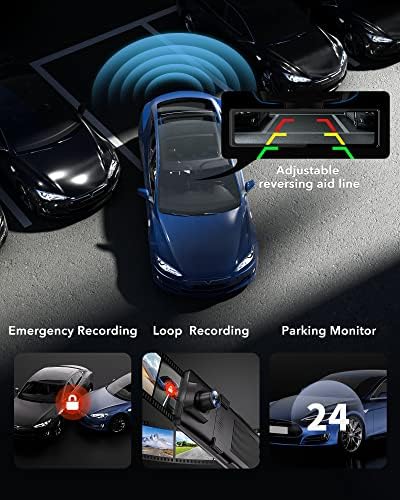 REDTIGER Rear View Mirror Camera for Cars,4K Front and 2.5K Rear Mirror Dash Cam Backup Camera,11" UHD Full Touch Screen Rearview Mirror Dash Camera, Night Vision GPS Reverse Parking Monitor 32GB Card