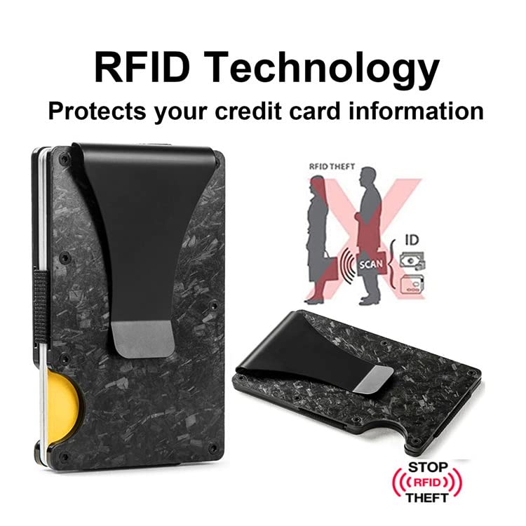 Forged Carbon Fiber RFID Blocking Slim Money Clip Card Holder Metal Men's Wallet with Black Box2