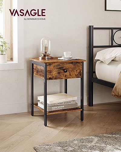 image for VASAGLE Nightstand, Bedside Table, Side Table with Drawer and Shelf, E