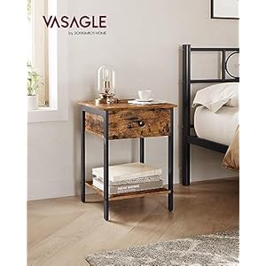 Vasaglenightstandendtablesidetablewithdrawerandshelf157x157x217inchesbedroomsteelframeeasyassemblyrusticbrownandblackulet55bx Urban Country Home Decor Vasagle nightstand end table side table with drawer and shelf 157 x 157 x 217 inches bedroom steel frame easy assembly rustic brown and black ulet55bx urban country home decor