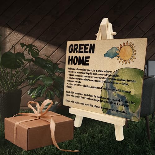 Wooden Green Home Plaque with Easel by tinydabba - 4