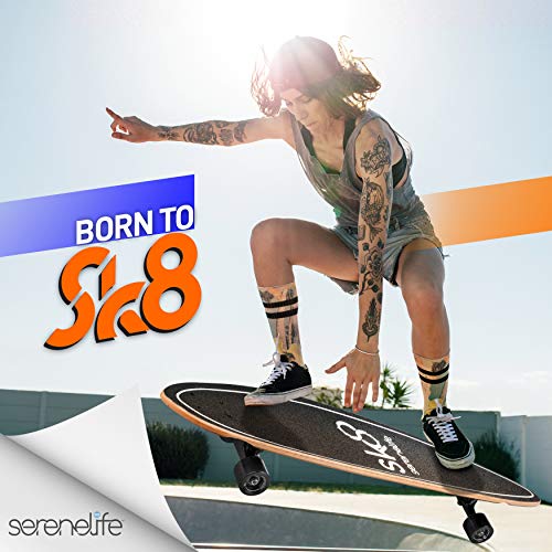 Complete Standard Skateboard Mini Cruiser - 8 Ply Canadian & Bamboo Maple Deck Complete Flat Concave Skate Board W/ 7" Aluminum Trucks - For Kids, Teens, Adults - Serenelife Sl7Sbbk (Black) #TOP5