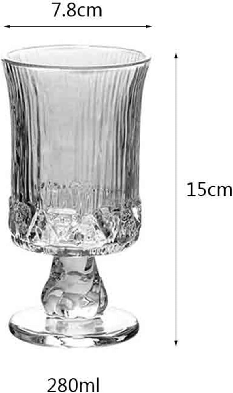 Glass Cup Vintage Embossed Glass Goblet, 9.5oz Glacier texture Cup for Iced Tea, Juice, Cocktail, Whiskey Parties
