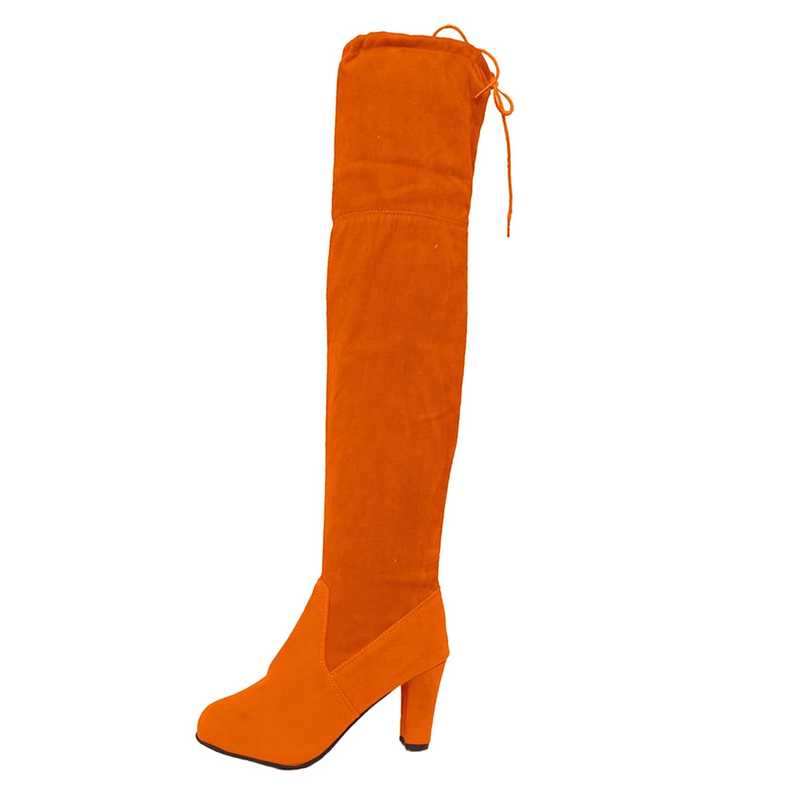 Womens Thigh High Boots Faux Suede Over The Knee Boot Tall High Heel Boots Sexy Lace Up Round