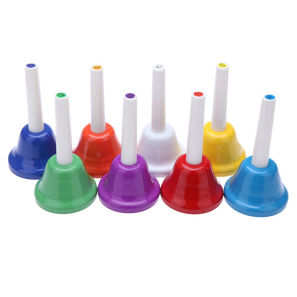 Btuty 8 Nota Handbell Campanellini Strumento a Percussione Mano Bell Métallique Colorato Musicale