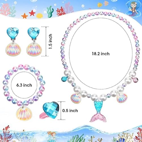 Mermaid Tail Necklace Earrings Bracelet 5 Pc Set