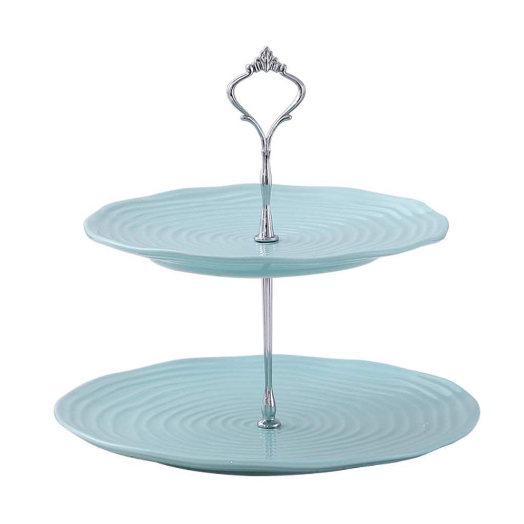 Dessert présentoir pratique à deux étages bleu pour apéritif et fruits