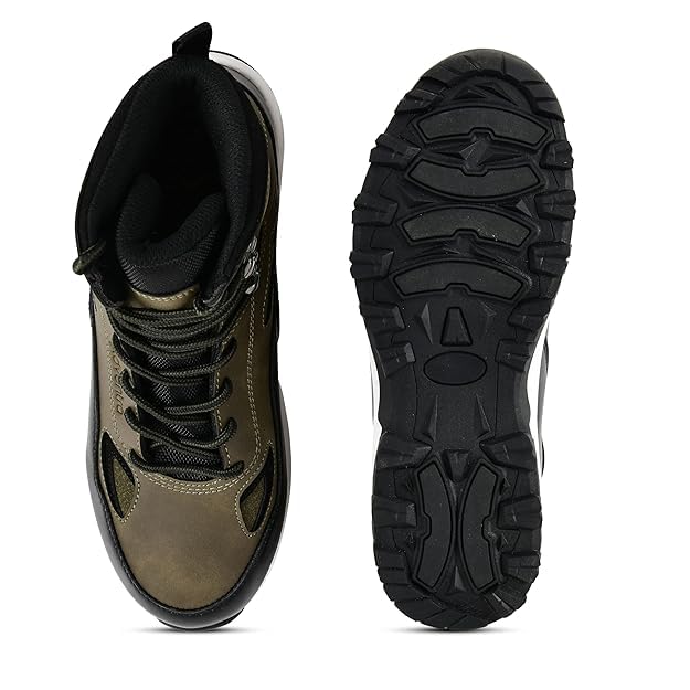 Image of Men Waterproof Trekking Shoes | Mid-High Ankle | Removable Cushion Insole | 4mm Lug Sole | All Weather, Uneven Terrain & Light Rain Hikes | ET1105