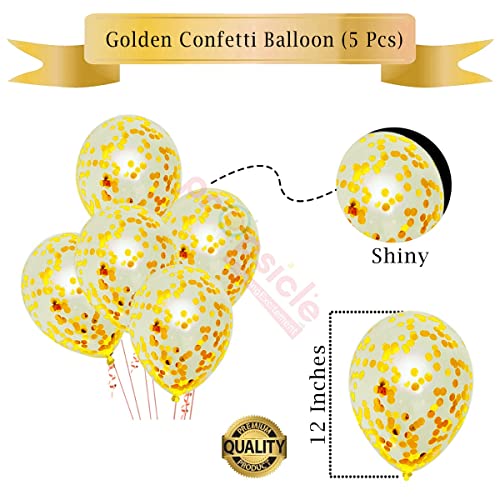Image of Propsicle 16 inch Golden Happy Anniversary Helium Foil Letter Balloon 5 Golden Confetti 5 Metallic Balloon Combo /Decoration Item for Anniversary Party - 26 Balloons