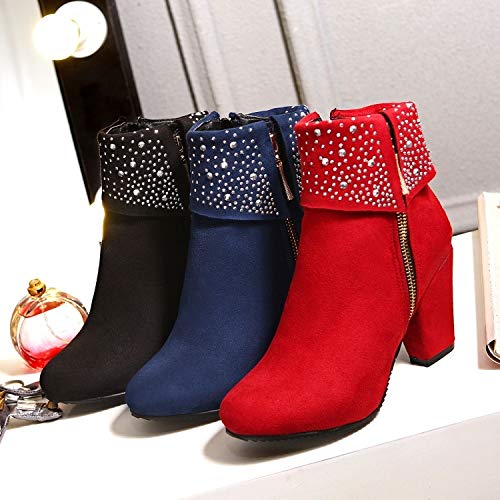 NUANXIN Fashionable water drill frosted thick heel short boots4